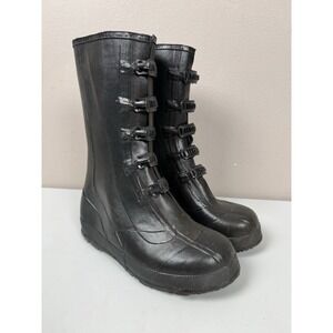 Servus Storm Master Rubber Work Boots Mens Size 7 Black Buckle Over The Shoes